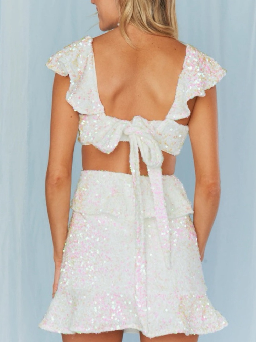Show Me Your MuMu Zoey White Sequin Mini Dress Small - Picture 2 of 10